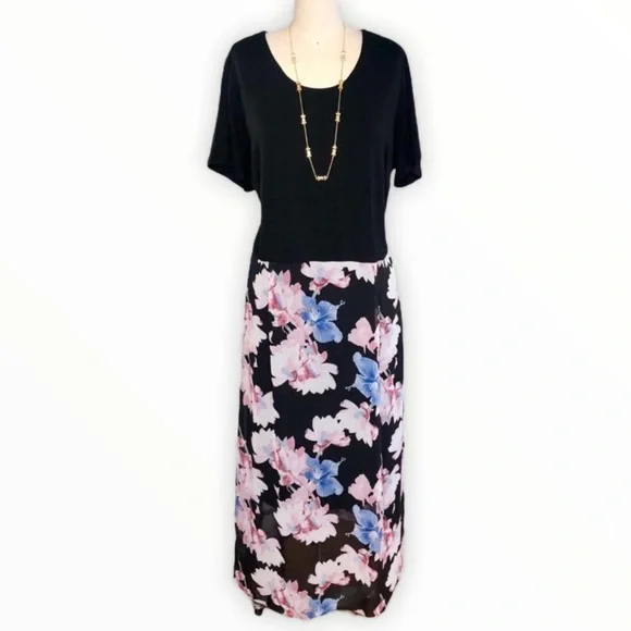 Vince Camuto black floral long dress in, 2X - Picture 2 of 6